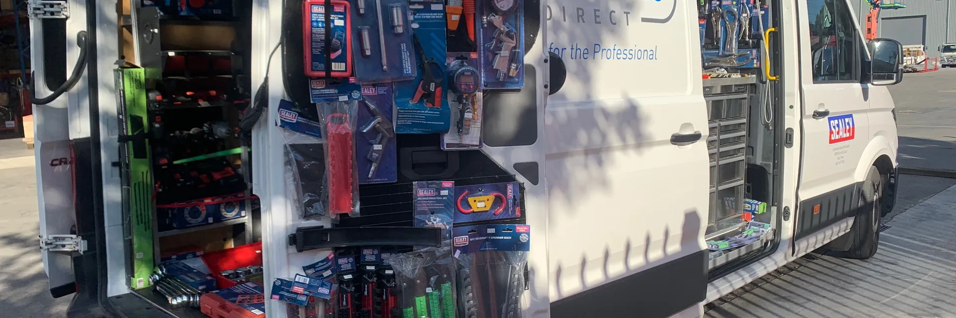 Mobile tool showroom stocked with Sealey workshop tools