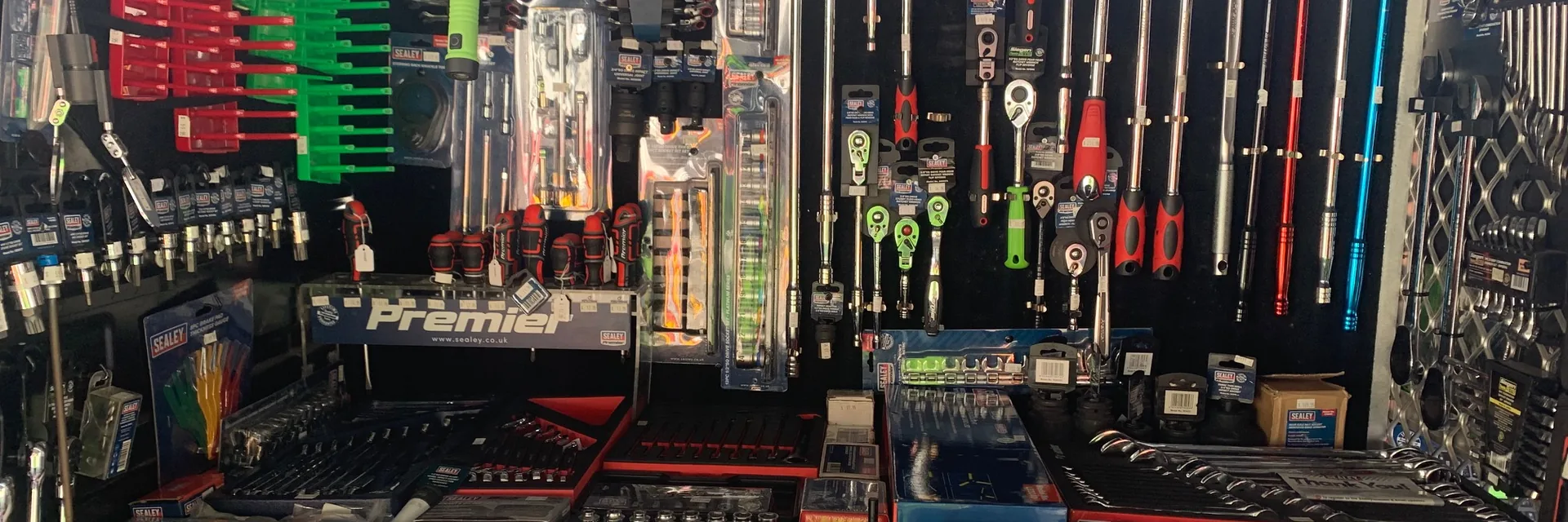 Wide selection of professional hand tools inside the mobile showroom