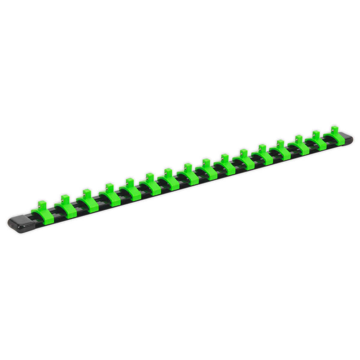 Premier Socket Retaining Rail with 16 Clips 1/4"Sq Drive - Hi-Vis Green