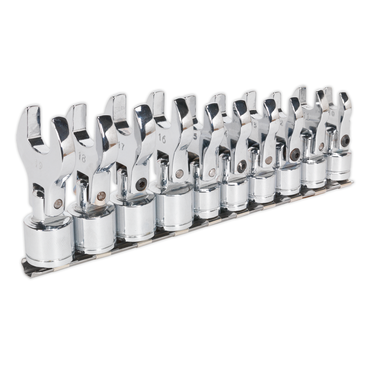 Siegen Flexible Crow's Foot Open-End Spanner Set 3/8"Sq Drive 10pc