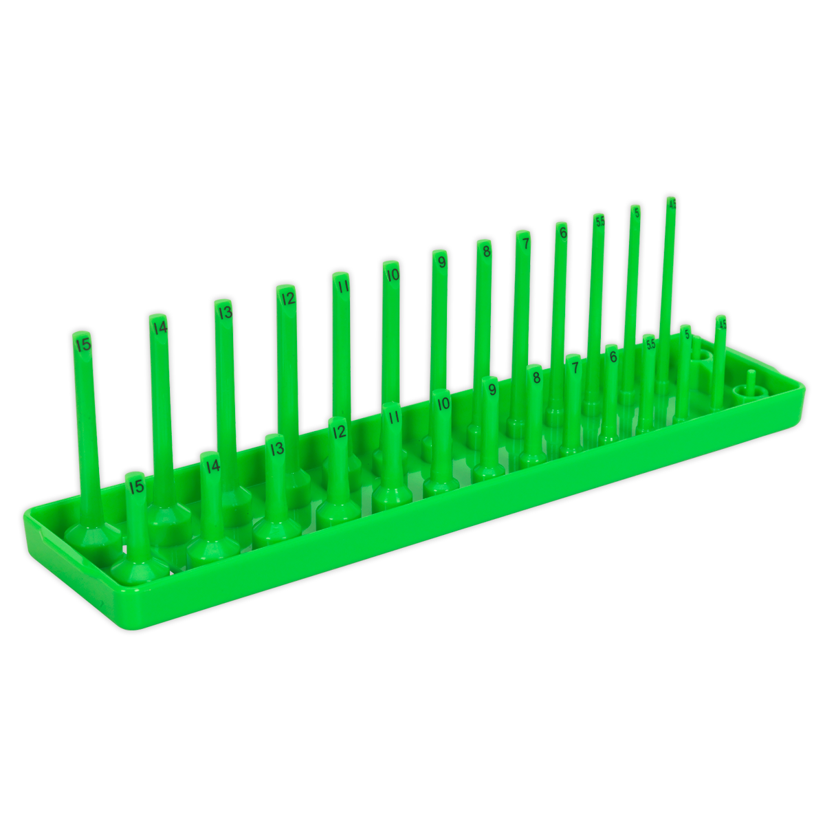 Premier Socket Holder 1/4"Sq Drive 4-15mm - Hi-Vis Green