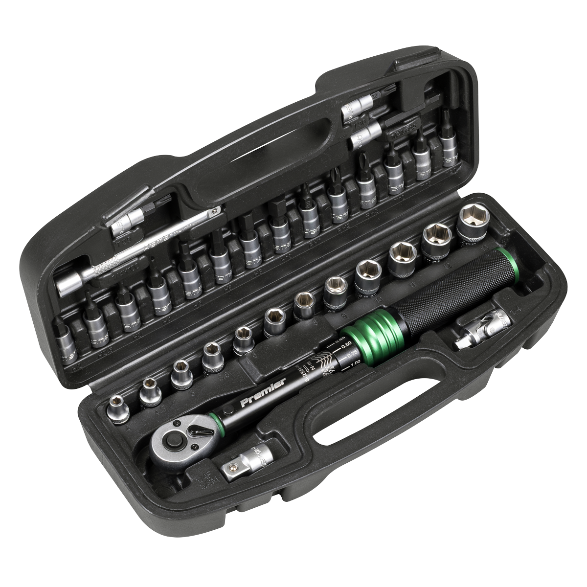 Premier Black Torque Wrench Set 1/4"Sq Drive 5-25Nm 33pc