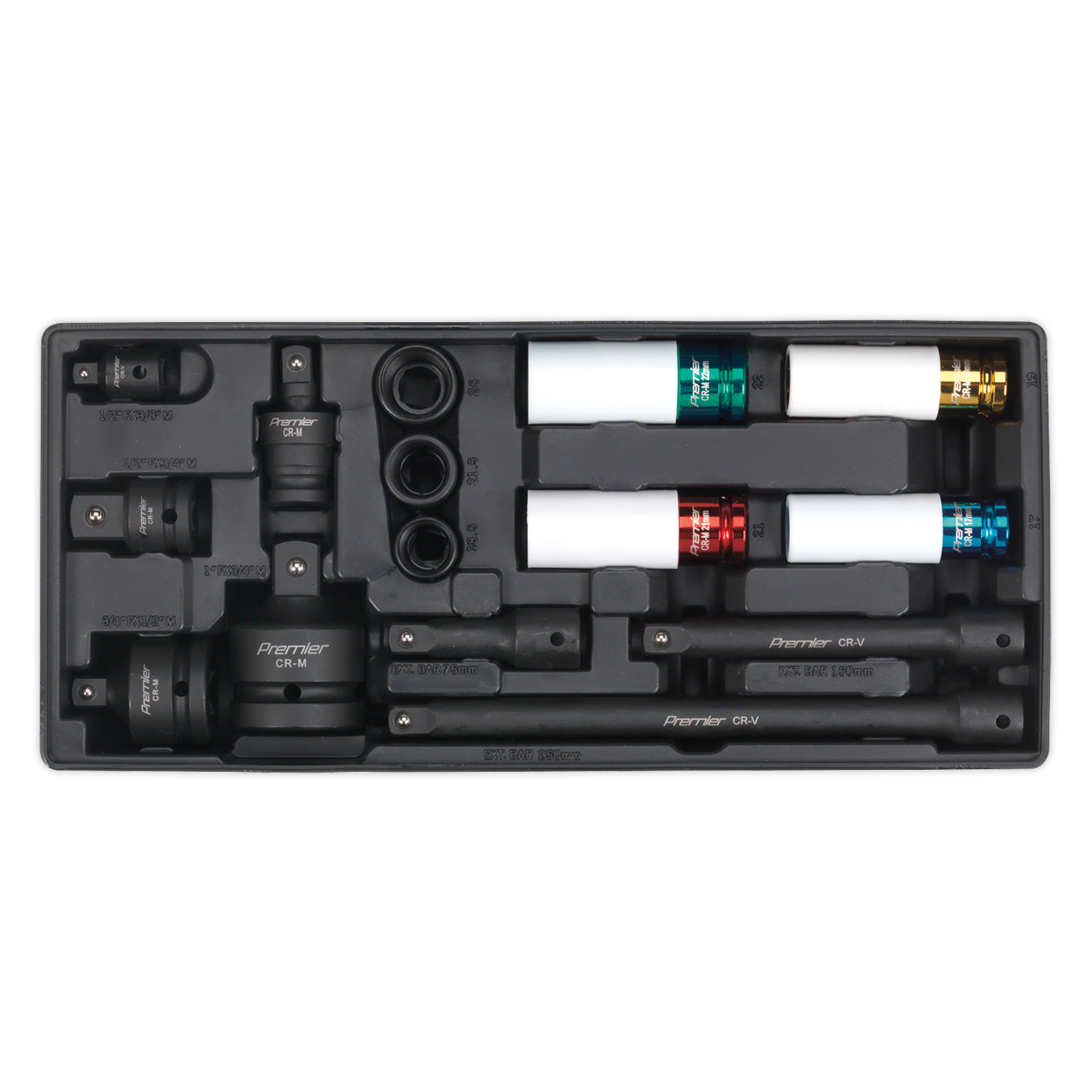 Premier Impact Socket & Adaptor Set with Tool Tray 15pc