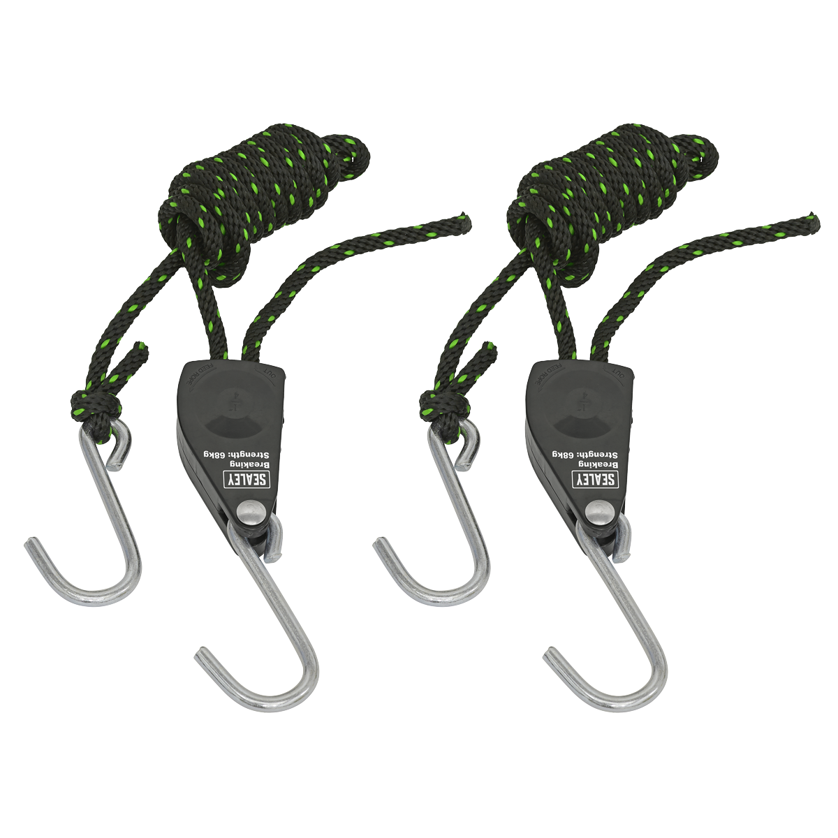 Ratchet Parts Hanger/Tie Down with S-Shaped Hooks 2m - Pack of 2